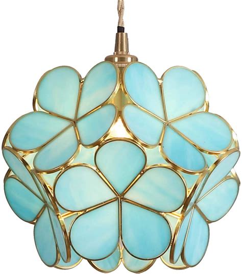 Bieye L30749 Cherry Blossom Tiffany Style Stained Glass Ceiling Pendant Light With 8 Inch Wide