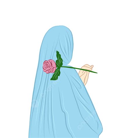 A Hijab Girl Holding Rose Flower Holding Flower Rose Flower Hijab