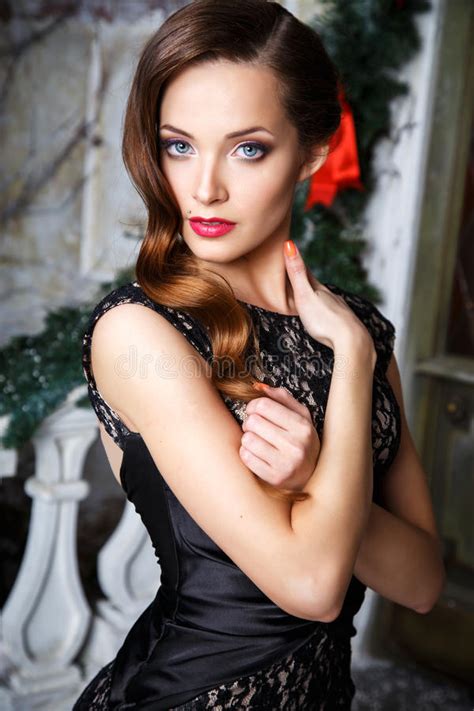Portrait Of Beautiful Elegant Young Woman In Gorgeous Evening Dress