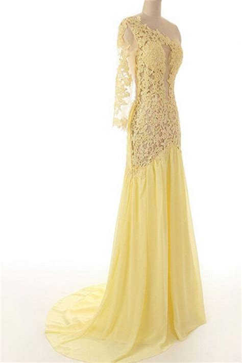 Lace Chiffon Daffodil Long Prom Dresses Evening Dresses Pfp1342 Promfast