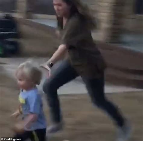 Aunt Shows No Mercy To Nephew And Niece Pushing Them To The Ground