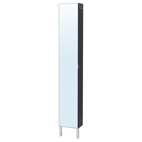 LillÅngen High Cabinet With Mirror Door Stainless Steel Black Brown