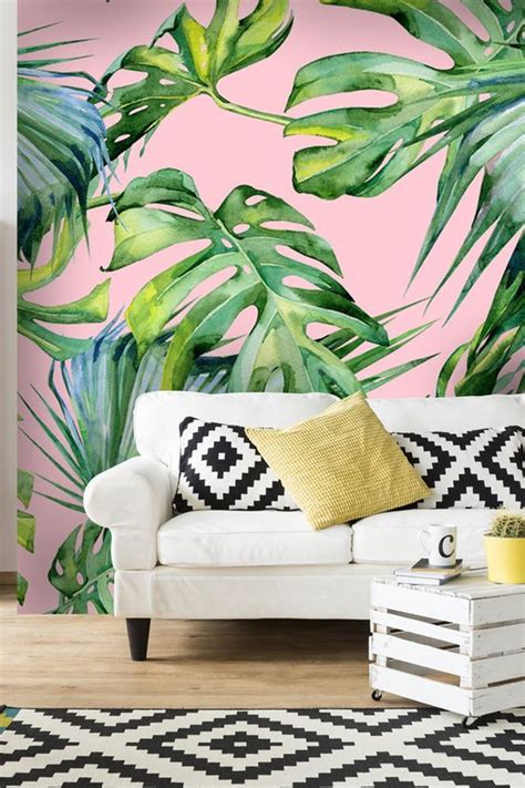 This Pink Palm Tree Mural Wallpaper From Will Infuse Your
