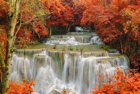 Huay Mae Kamin Waterfall In Thailand Featuring Waterfall Forest And