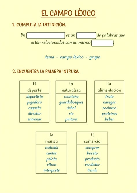 El Campo Léxico 1 Worksheet Ortografia Catalana Actividades De