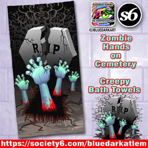 zombie hands hand and bath towels sold design bluedarkart