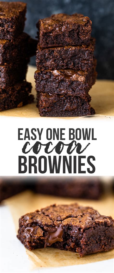 Easy One Bowl Fudgy Cocoa Brownies Gimme Delicious In 2021 Brownie