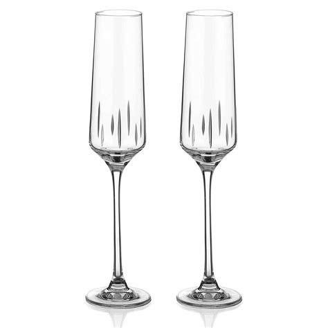 Linea Crystal Champagne Flutes Set Of 2 Diamante Home