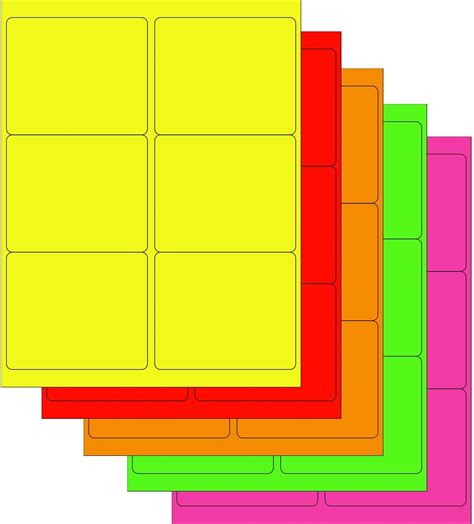 Assorted Fluorescent Address Labels 5 Colors Yellow Red Orange