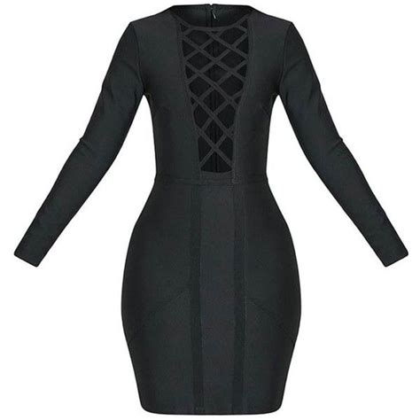 livia black lattice bandage bodycon dress 79 liked on polyvore featuring dresses lattice