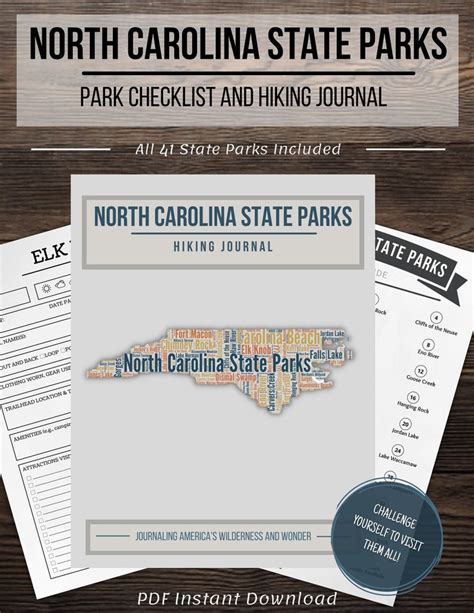 North Carolina State Park Checklist Hiking Journal Trail Etsy