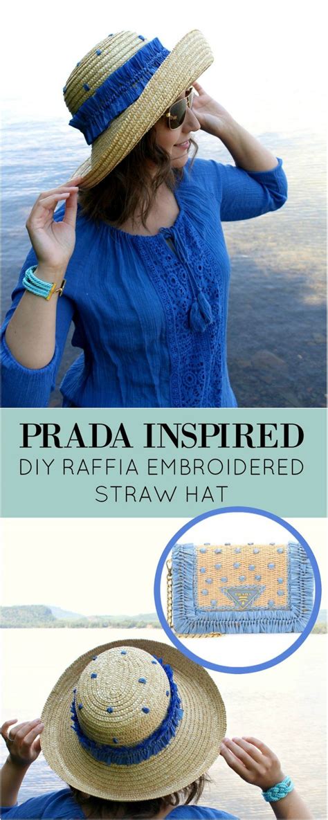 Prada Inspired Diy Raffia Embroidered Straw Hat With Images Straw