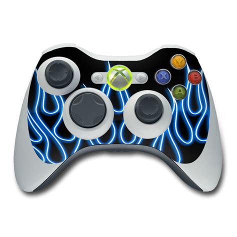 Blue Neon Flames Xbox 360 Controller Skin Istyles