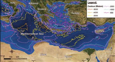 General Bathymetry Of The Eastern Mediterranean Sea Showing The