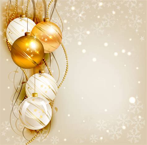 Imagen De Elegante Fondo De Navidad Con Bolas De Oro Y Blanco Noche