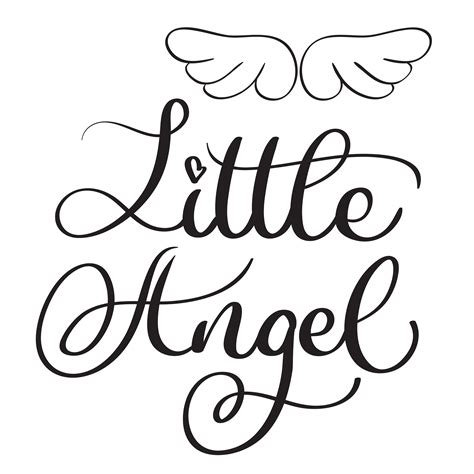 Little Angel Words On White Background Hand Drawn Calligraphy