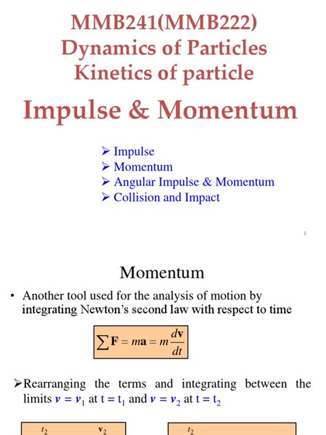 Kinetics Of Particle Impulse And Momentum Edited Class Pdf