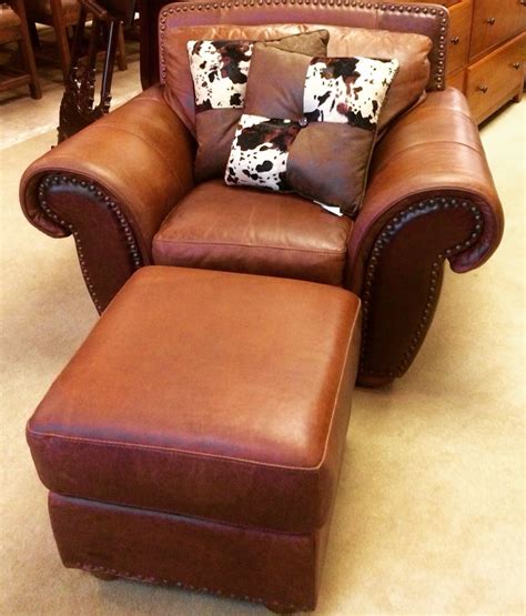 Yep, sometimes ya gotta put your feet up, and let's face it, it still has to look good. Brown leather studded chair and ottoman | Studded chair ...
