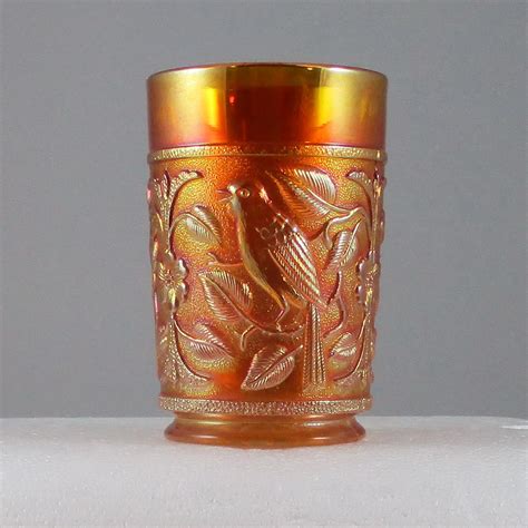 Antique Imperial Marigold Robin Carnival Glass Tumbler Carnival Glass