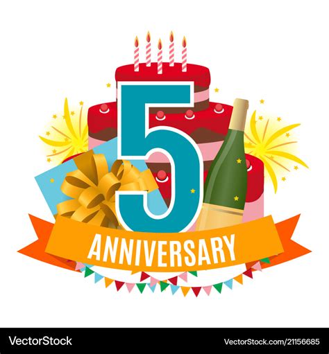 Template 5 Years Anniversary Congratulations Vector Image