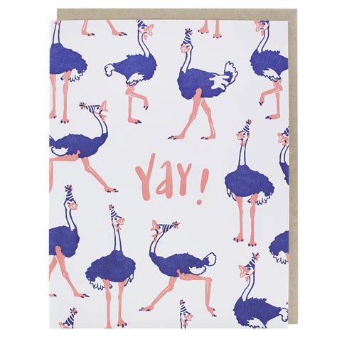 Party Ostriches Birthday Card Birthday Cards Letterpress Birthday