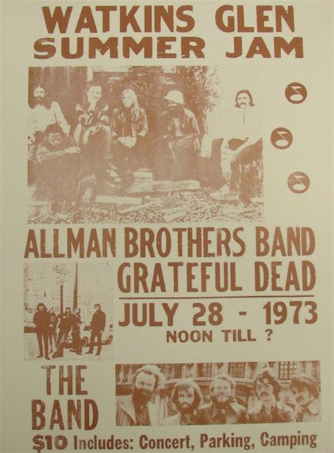 Vintage Grateful Dead Allman Brother Concert Poster Watkins Glen