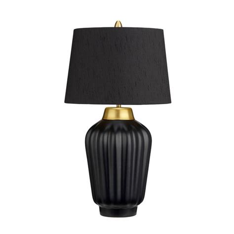 Quintiesse Bexley Table Lamp In Satin Black With Brushed Brass