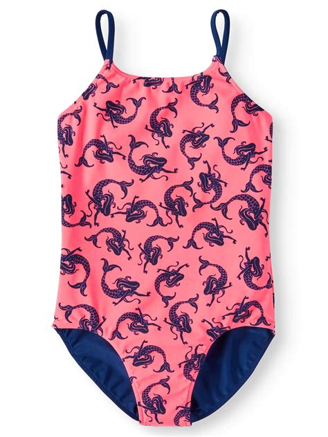Reversible Printed One Piece Swimsuit Little Girls Big Girls And Big