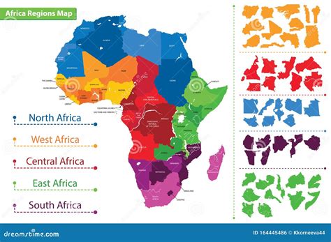 Regions Of Africa Political Map Vector Illustration