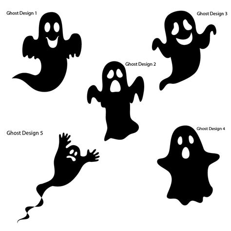 Large Ghosts Halloween Silhouettes Vinyl Decals 5 Fun Designs For