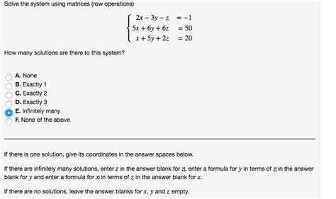 Solved Solve The System Using Matrices Row Operations X5y