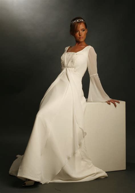 Celtic Style Long Sleeved Wedding Dress Celtic Wedding Dress Long