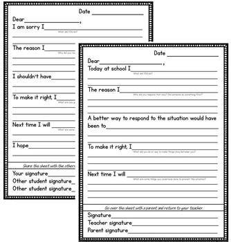 apology letters template  teach kids