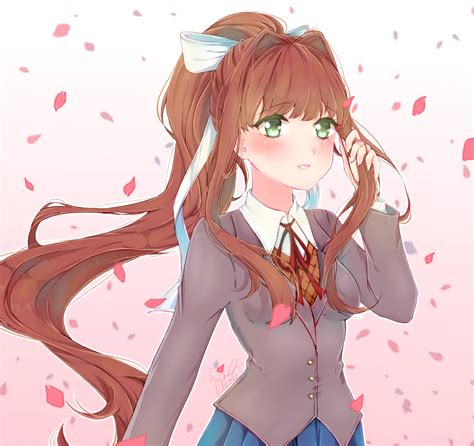 Monika Is Watching The Cherry Blossoms Fall Shes So Happy 💚💚💚 By