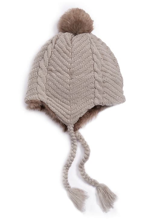 Bp Ear Flap Beanie With Faux Fur Pom Nordstrom