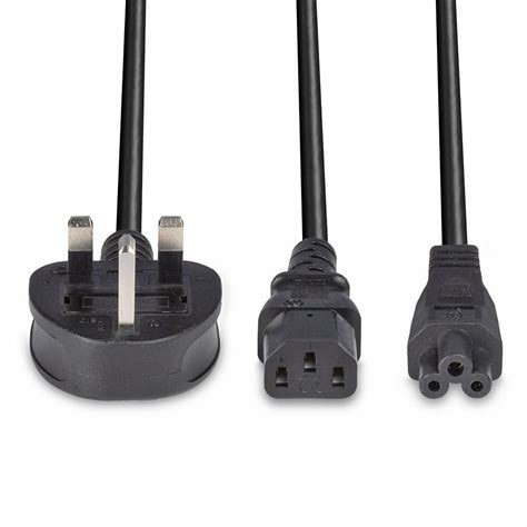 25m Uk 3 Pin Plug To Iec C13 And Iec C5 Splitter Extension Cable Black