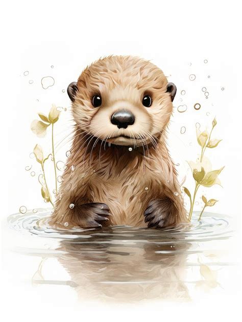 Otterly Adorable Painting By Land Of Dreams Fine Art America