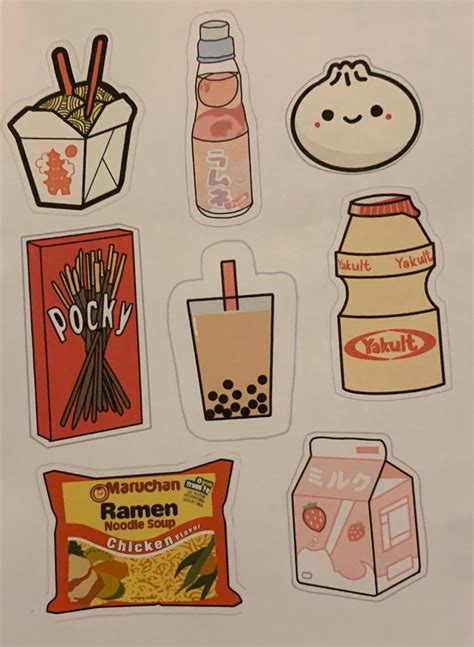 Asian Food Sticker Pack Etsy Seni Buku Papan Kapur Seni Doodle