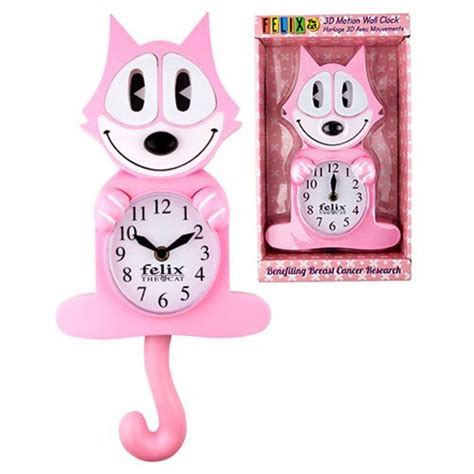Felix The Cat Swinging Tail And Eyes Pink Clock Pink Clocks Cat