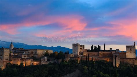 The Landscape View With Alhambra Of Granada Spain Alhambra Fortress