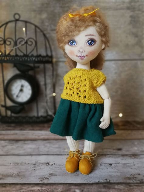 Ragdoll Ooak art doll Handmade fabric doll Tilda textile doll Poupée