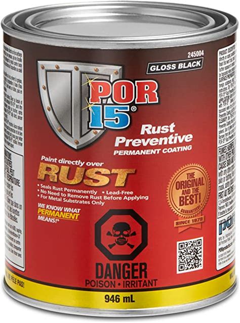 Por 15 45004 Gloss Black Rust Preventive Paint 1 Quart