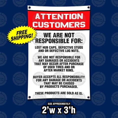 Attention Customers Disclaimer New Sign Tire Wheel Rims
