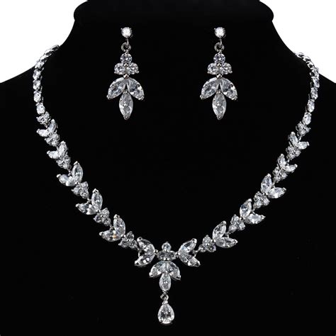 Buy High Quality Cubic Zirconia Crystal Cz Wedding Necklace And Earring Jewelry