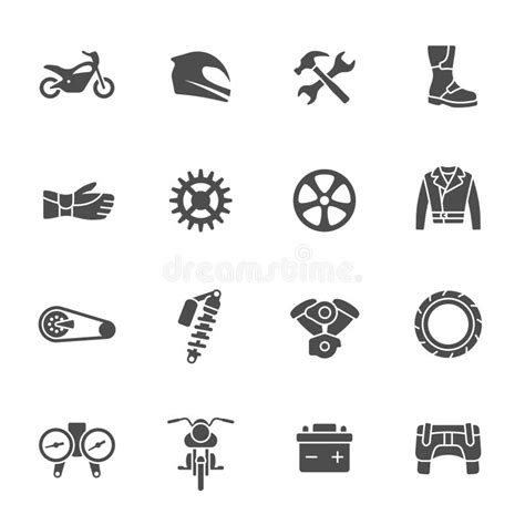 Motorcycle Icons Black Set With Transportation Symbols Isolated Vector