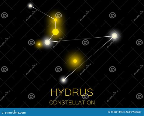 Hydrus Constellation Bright Yellow Stars In The Night Sky A Cluster