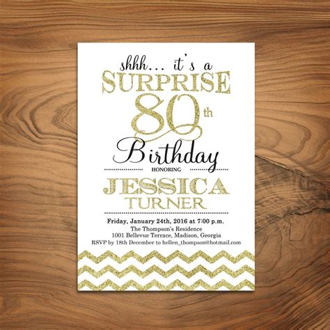 Invitations For 80th Birthday Surprise Party Bitrhday Gallery