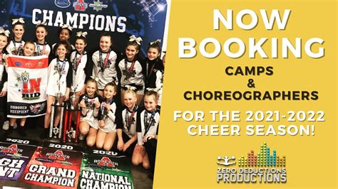 Now Booking Cheer Camps Choreographers For The Season Zero Deductions Productions