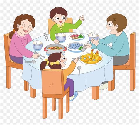 Dinner Eating Cartoon Banquet Transprent Png Free Comer En Familia