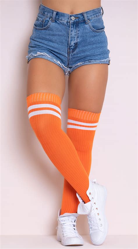 Ribbed Athletic Thigh High Stockings Athletic Socks Halloween Socks